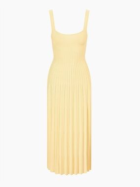 STAUD Ellison Knit Pleated Midi Dress